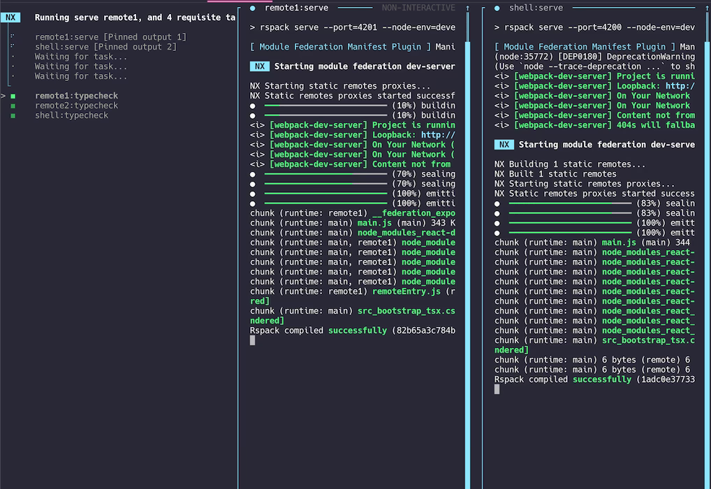 Module Federation with Continuous Tasks Output